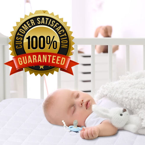 Mini Crib Mattress Protector 100% Waterproof, Without Noiseless Bamboo Quilted Ultra Soft White Terry Fitted Sheet Style (Mini Crib)