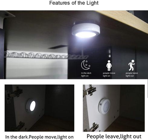 Ailun Motion Closet Light Sensor Light Lamp 3Pack Cordless LED Night Light for Hallway Kitchen Bathroom Bedroom Stairs Safe Lights Daylight White Battery Not Included