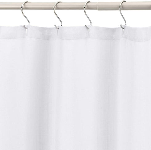Amazon Basics Linen Style Bathroom Shower Curtain - Bright White, 72 Inch