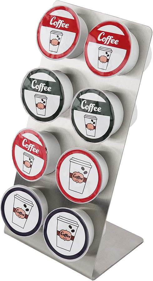 Polar Whale Brushed Stainless Steel Coffee Pod Organizer Vertical Stand Storage Tray Holder Counter Compatible with Keurig K-Cup KCup for Kitchen Home Office Waterproof Holds 8