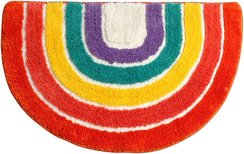 ZaH Rainbow Semi-Circle Mat for Front Door Bath Home Decorative Carpet Soft Area Rug for Bedroom Living Room Kids Playroom
