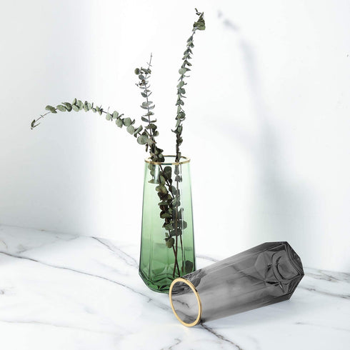 Luxspire Tall Glass Vase for Flowers,Large Clear Vase Morden Ins Style,Crystal Vases Flowers Hand Blown Glass Home Decoration Living Room Office Bathroom Decor,8.7 Inch,Green