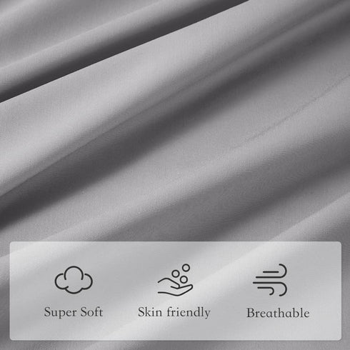 LIANLAM Full Bed Sheets Set - Super Soft Brushed Microfiber 1800 Thread Count - Breathable Luxury Egyptian Sheets 16-Inch Deep Pocket - Wrinkle and Hypoallergenic-4 Piece(Full, Grey)