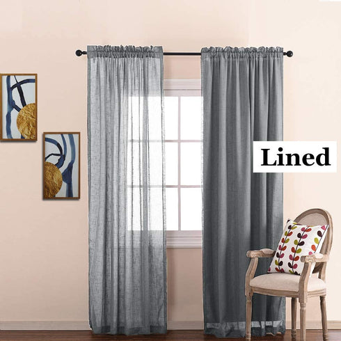 NICETOWN White Curtain Liner Panels - Black Out Drapes Liners for 63 inch Curtains, Thermal Insulated Curtains Liner for Windows (Set of 2 Panels, Each is 27" x 60", Greyish White)