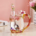 Goodking Enamels Coffee Mug Flower Glass Tea Cups with Spoon, Best Christmas Birthday Gifts For Women Grandma Mom Teachers Friend Wife 12oz