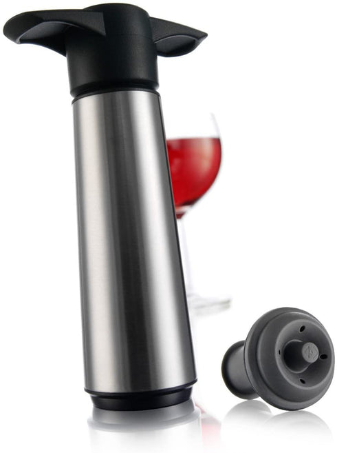 Vacu Vin Stainless Steele Wine Saver (Stainless Steel Pump + 1 Stopper)