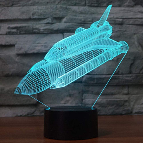 3D Illusion Night Light Space Shuttle 7 Color Change Touch Switch USB Powered LED Desk Lamp Christmas Thanksgiving Decor