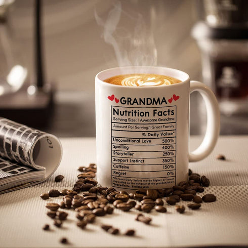 Mother's Day Gifts For Grandma From Grandson Grandmother Nutrition 11oz Coffee Mug Best Grandma Mother's Day Gifts From Granddaughter Mothers Day Birthday Christmas Cup Present For Nana With Keychain