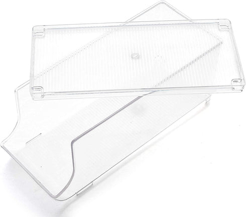 Set of 1- JinaMart Refrigerator Organizer Bin Pop Soda Can Beverage Holder for Fridge, Kitchen, Countertops, Cabinets, Clear Plastic Can Dispenser and Canned Food Pantry Storage Rack(With Lid)