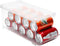 Set of 1- JinaMart Refrigerator Organizer Bin Pop Soda Can Beverage Holder for Fridge, Kitchen, Countertops, Cabinets, Clear Plastic Can Dispenser and Canned Food Pantry Storage Rack(With Lid)