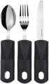 Vive Adaptive Utensil Set - Arthritis Aid Silverware for Parkinsons, Hand Tremors - Easy Grip for Shaking and Trembling Hands - Heavy Stainless Steel Spoon, Fork, Serrated Knife - Non Weighted Holder