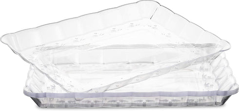 Plasticpro Plastic Serving Trays - Serving Platters Rectangle 9X13 Disposable Party Dish Crystal Clear Pack of 8