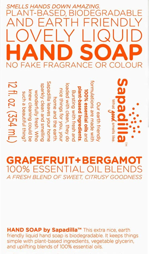 Sapadilla Grapefruit + Bergamot Dish Soap, Hand Soap & Countertop Cleanser, Variety Pack