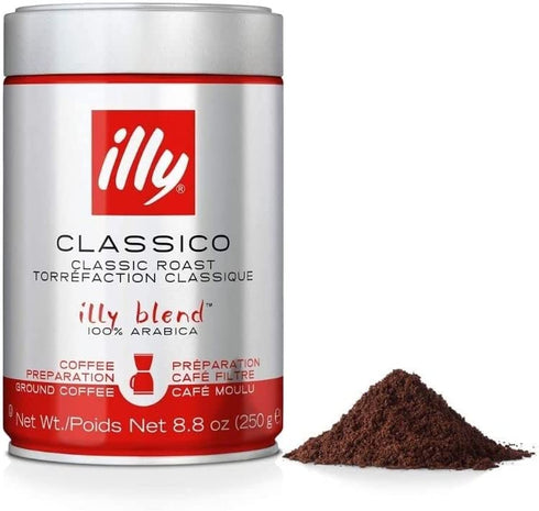 illy Caffe Ground Coffee Medium Grind Medium Roast 8.8 Oz. for Drip Coffeemakers & French Presses