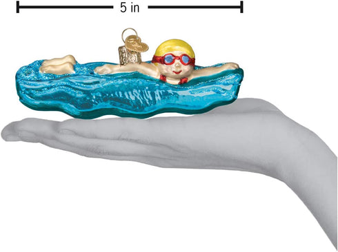 Old World Christmas Swim, Skis and Flippers Glass Blown Ornaments for Christmas Tree, Swimmer