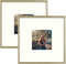 Frametory, 8x8 Aluminum Frames with Ivory Mats for 4x4 Pictures/Photos - Real Glass- Portrait/Landscape - Horizontal and Vertical Formats for Wall and Table Mounting (Gold, 2 Pack)