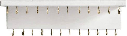 SANY DAYO HOME Jewelry Organizer with 24 Hooks and Cosmetics Shelf, 12 x 3 x 4 inches Wall Mounted Rustic Pine Wood Holder for Necklaces and Bracelets, Suitable for Kids and Adults (Retro White)