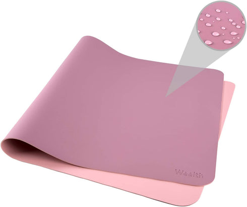 Weelth Multifunctional Office Desk Pad, 35.4" x 17" Waterproof Desk Pad Protector PU Leather Dual-Sided Desk Writing Pad for Office/Home (Purple/Pink, 35.4" x 17")