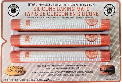 Perfect Pastry 3 Non-Stick Silicone Baking Mats (16.5 inch x 11 inch)