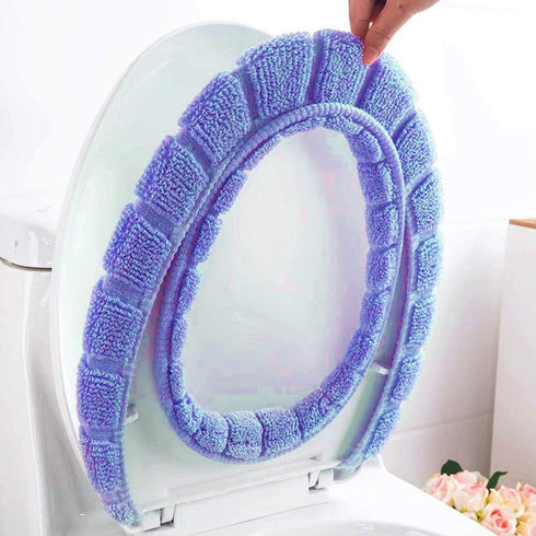 ZeeDix 5 Pcs Thicker Bathroom Soft Toilet Seat Cover Pad-Warmer StretchableFibers Easy Installation Cushioned Lid Covers, Washable and Comfortable Toilet Seat Cover Pads (5 Random Color)