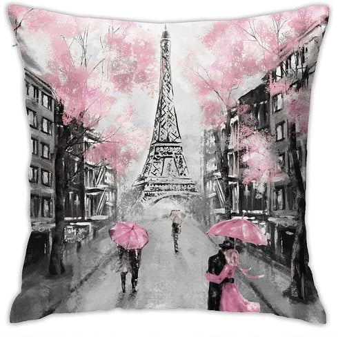 Eiffel Tower Throw Pillow Covers Square Cushion Couch Pillows Case for Bed Sofa Living Room Decorative 18" x18"