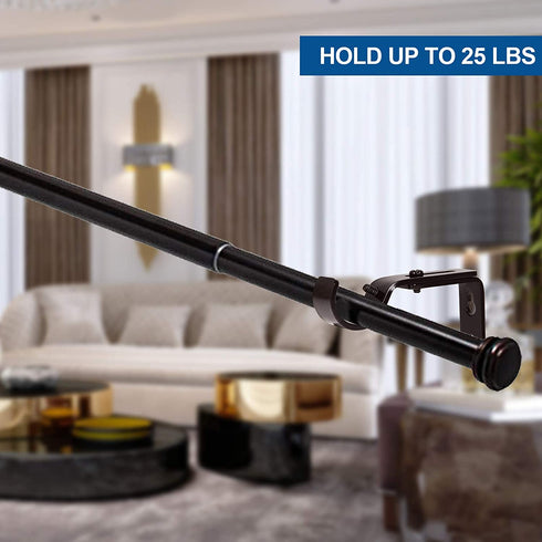 LISHINE 8 Pcs Bronze Curtain Rod Brackets for 1 Inch Rods, Adjustable Curtain Rod Holders, Heavy Duty Curtain Hardware Brackets, Single Rod Bracket for Wall