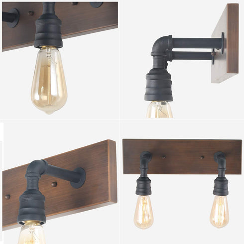 LNC 2-Light Vanity Lights Wall Sconce Black Wall Lamp Industrial Bathroom Wall Lighting