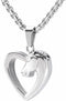 EternityMemory Horse in My Heart Stainless Steel Cremation Jewelry Necklace Urn Keepsake Pendant +Box+Fill Kits