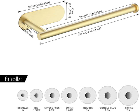 KES Gold Paper Towel Holder Under Cabinet Mount Adhesive Paper Towel Roll Holder for Kitchen Stick on Wall SUS 304 Stainless Steel, A7170S30-BZ