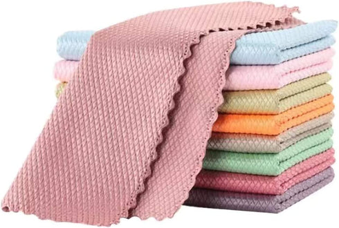 10 Pack Nanoscale Cleaning Cloth,Reusable Microfiber Cleaning Cloths|Streak Free Windows,Mirrors,& Car Windshields Without Chemicals|Lint Free (Three Colors.Size:10x10 in)