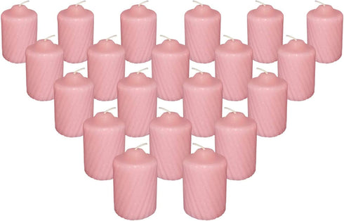 Pink Wild Flower Scented Votive Candles - 15 Hour Long Burn Time - Textured Finish - Box of 20