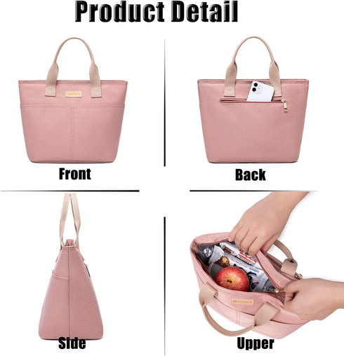 Weitars Lunch Bag For Women Girl,Small Lunch Bag Tote Thermal Cooler Bag Snacks Leakproof Insulated Lunch Purse College Work Picnic/ Hiking/ Beach/ Fishing/ Boating (Pink))