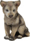 US 4.5 Inch Wolf Cub Sitting Decorative Statue Figurine, Gray and Cream