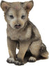 US 4.5 Inch Wolf Cub Sitting Decorative Statue Figurine, Gray and Cream