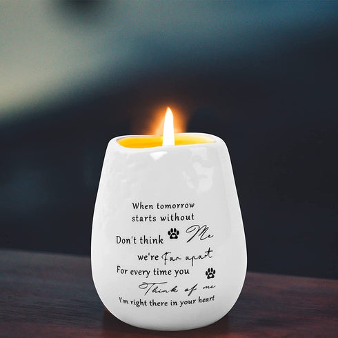 BEARAE Ceramic Candle Cup Dog Memorial Gifts Pet Bereavement Present Sympathy Gift Remembrance Tealight Candle Holder Gifts Pet Loss Gift Dog Memory Home Decorations