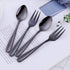 Color ME 5.4 inch Black Coffee Spoons and Cake Fork Set, 10 pcs Stainless Steel Teaspoons Dessert Forks Set