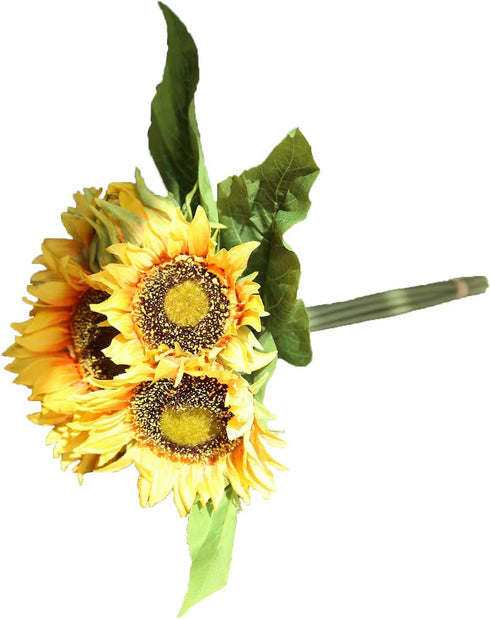 XD MEXL Artificial Sunflowers Arrangement Bouquet, Large Fake Summer Silk Sunflower Artificial, 7 Flowers Per Bunch for Home and Wedding Decoration