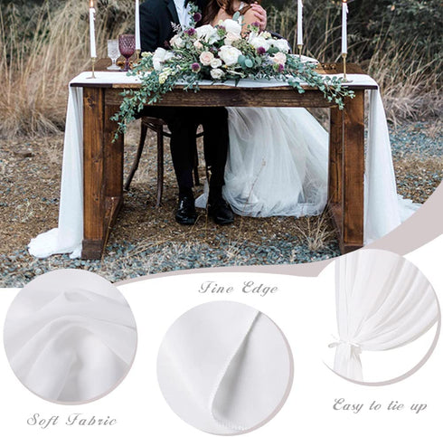 10ft White Chiffon Table Runner 2 Packs 27x120 Inches Romantic Rustic Wedding Table Runner Overlay Sheer Bridal Party Decorations