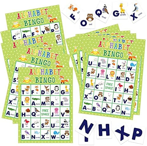 Alphabet Bingo Game for Kids 24 Players Animal Letter Learning Game School Classroom Home Birthday Party Supplies