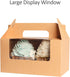 Yotruth Brown Cupcake Box 2 Holders?50Packs?,6.2 x 3.5 x 3.5 inch, Cupcake Carrier with Insert and Display Window Goodies Favor Candy Treat Boxs Muffin Carry Container
