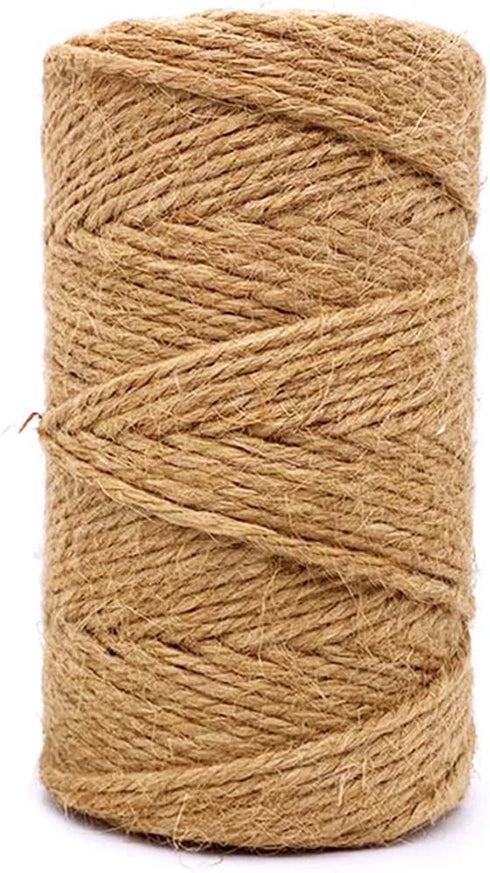 Jute Twine 328 Feet 2.5mm 4Ply Heavy Duty Natural Jute Rope String for Home Gardening Plant Picture Hanger Industrial Packing String for Gifts Presents Mason Jars Wedding Decorations Crafts