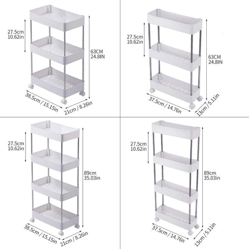 Wiisto Assembly Slim Storage Cart Mobile Shelving Unit Organizer Slide Out Storage Rolling Utility Cart Tower Rack for Kitchen Bathroom Laundry Narrow Places (White, 35.03 * 14.76 * 5.1in)