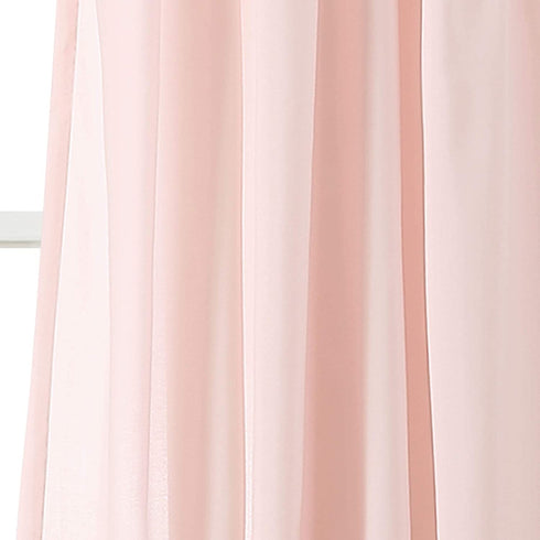 Lush Decor Lydia Curtains Ruffle Window Panel Set for Living, Dining, Bedroom (Pair), 84 in L, Blush