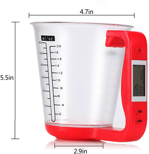 Digital kitchen Electronic Measuring Cup Scale Measuring Cup Kitchen Scales Digital Beaker Household Jug Scales with LCD Display Temp Measurement and Weight Display Black