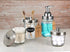 Mason Jar Bathroom Accessories Set(4 Pack) - Foaming Soap Dispenser&Qtip Holder Set&Toothbrush Holder-Rustic Farmhouse Decor Bathroom Organizer Apothecary Jar Country Countertop (Brushed Nickel)