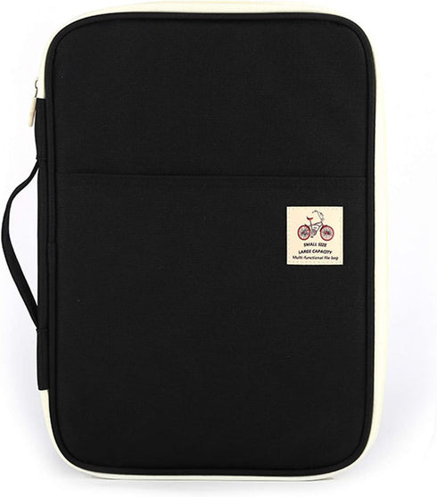JAKAGO Multi-Functional Portfolio Travel File Organizer Business Waterproof A4 Document Bag Zippered Case Pouch for Notebook, Ipad, Journals, Sketchbooks Carrying Case (Black)