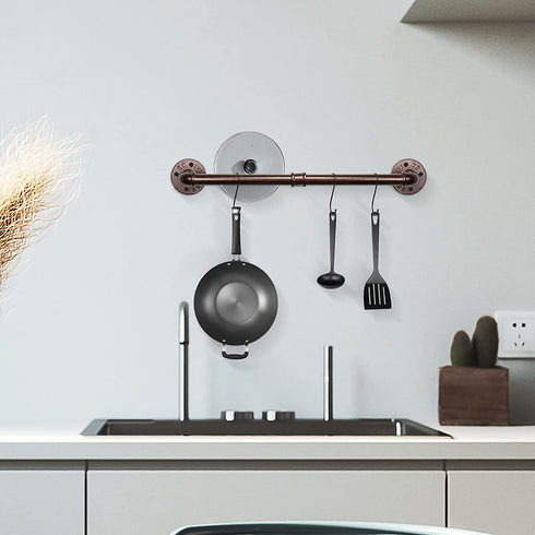 NearMoon Industrial Pipe Towel Bar, Heavy Duty Bathroom Hardware Towel Bar Accessory, Wall Mounted DIY Rustic Iron Bathroom Towel Rack Holder (18 Inch, Bronze)