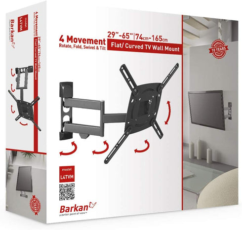 Barkan TV Wall Mount, 29 - 65 inch Full Motion Articulating - 4 Movement Bracket, Holds up to 77 lbs, 10 Year Warranty, Fits LED OLED LCD