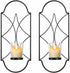 M-bay Wall Candle Sconce Set of 2 Black Wrought Iron Candle Holder Hanging Wall Mounted Candle Sconces with Glass for Home D©cor Porch Yard Pathway Lighting