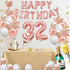 Fancypartyshop 32nd Birthday Decorations - Rose Gold Happy Birthday Banner and Sash with Number 32 Balloons Latex Confetti balloons Ideal for Girl and Women 32 Years Old Birthday Rose Gold